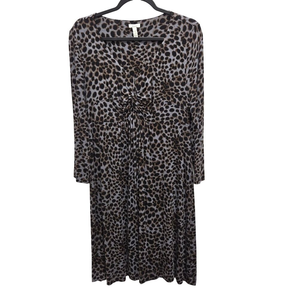 Soma Womens L Black and Gray Animal Print Sleep Shirt Gown 4267
